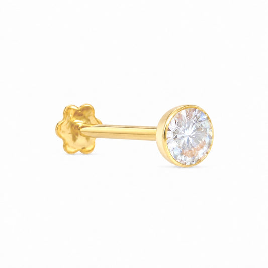 22ct Yellow Gold & Cubic Zirconia Nose Studs/Nose Pin Screw Back (3.5MM-4.5MM)