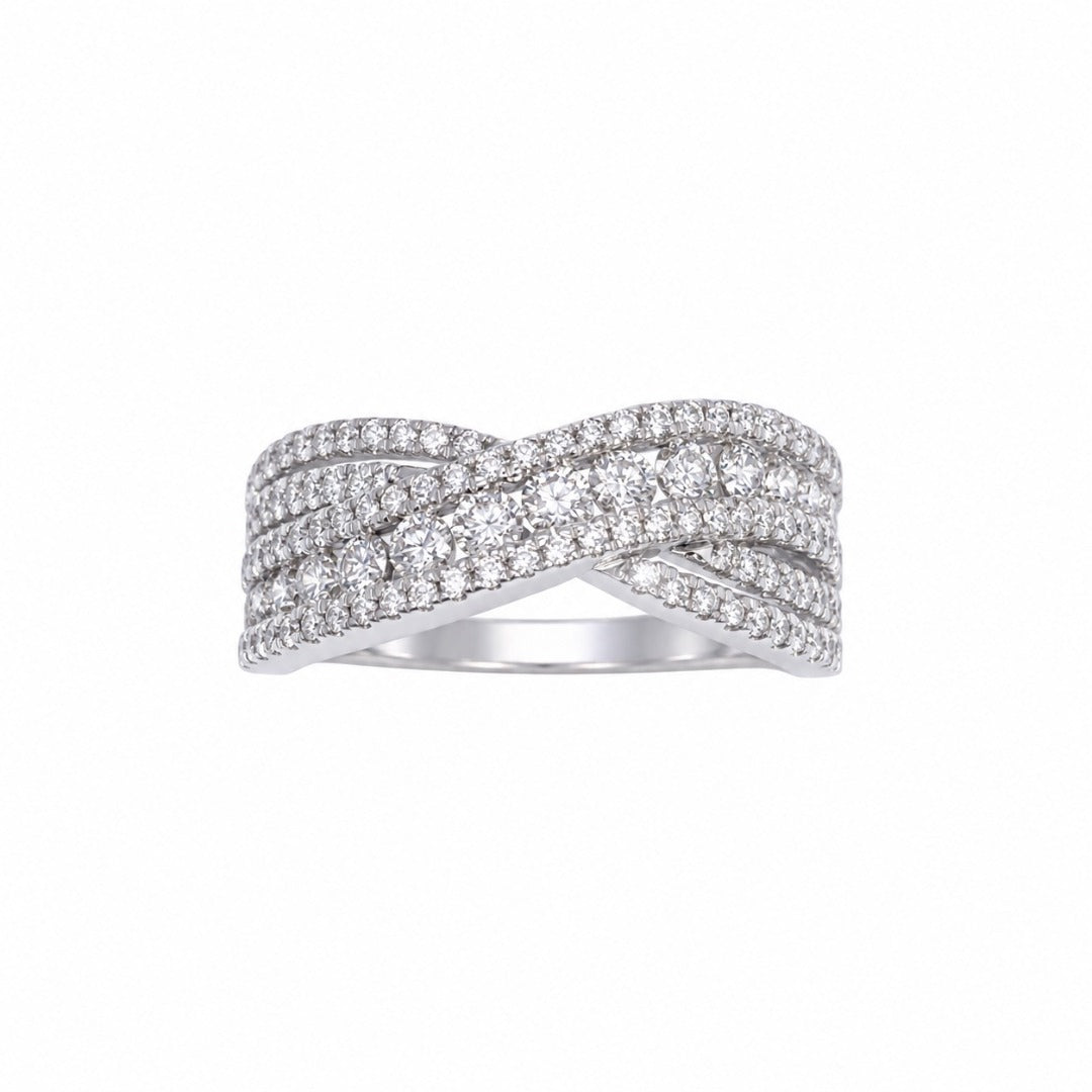 18ct White Gold Natural Diamond Crossover Pav� Ring 1.00ct