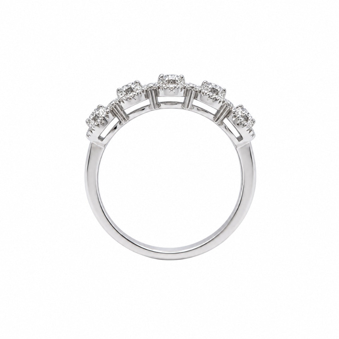 18ct White Gold Natural Diamond 5 Cluster Baguette Ring 0.49ct