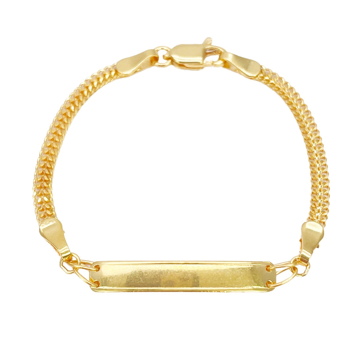 22ct Yellow Gold Kids' Engravable Bar Curb Chain Bracelet - 5 Inch