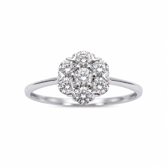 18ct White Gold Natural Diamond Floral Cluster Ring 0.39ct