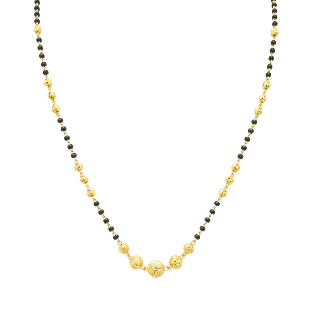 22ct Yellow Gold Diamond Cut Beaded Mangalsutra Necklace 18.5
