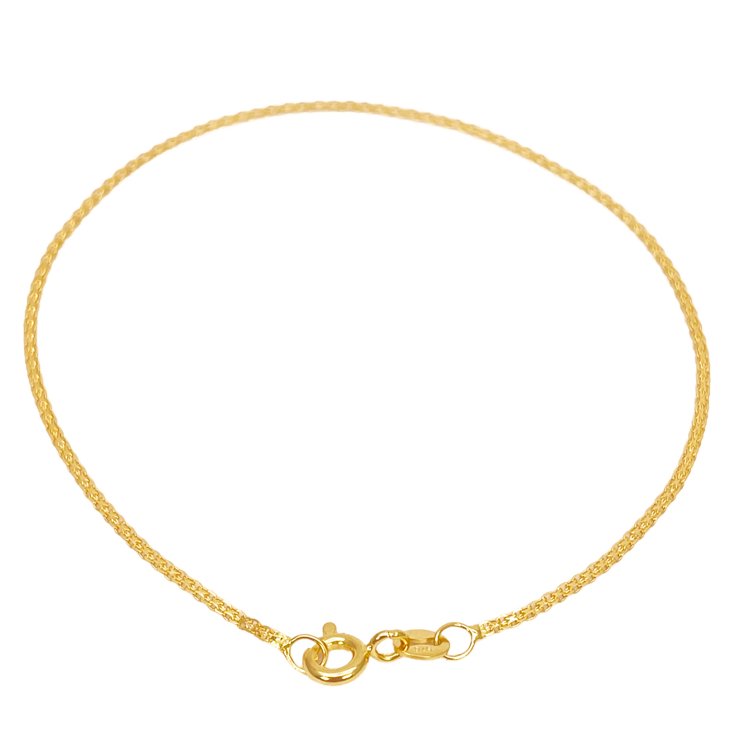 22ct Yellow Gold Flat High Polished Thin Minimalist Bracelet 7'' inch 2.1mm