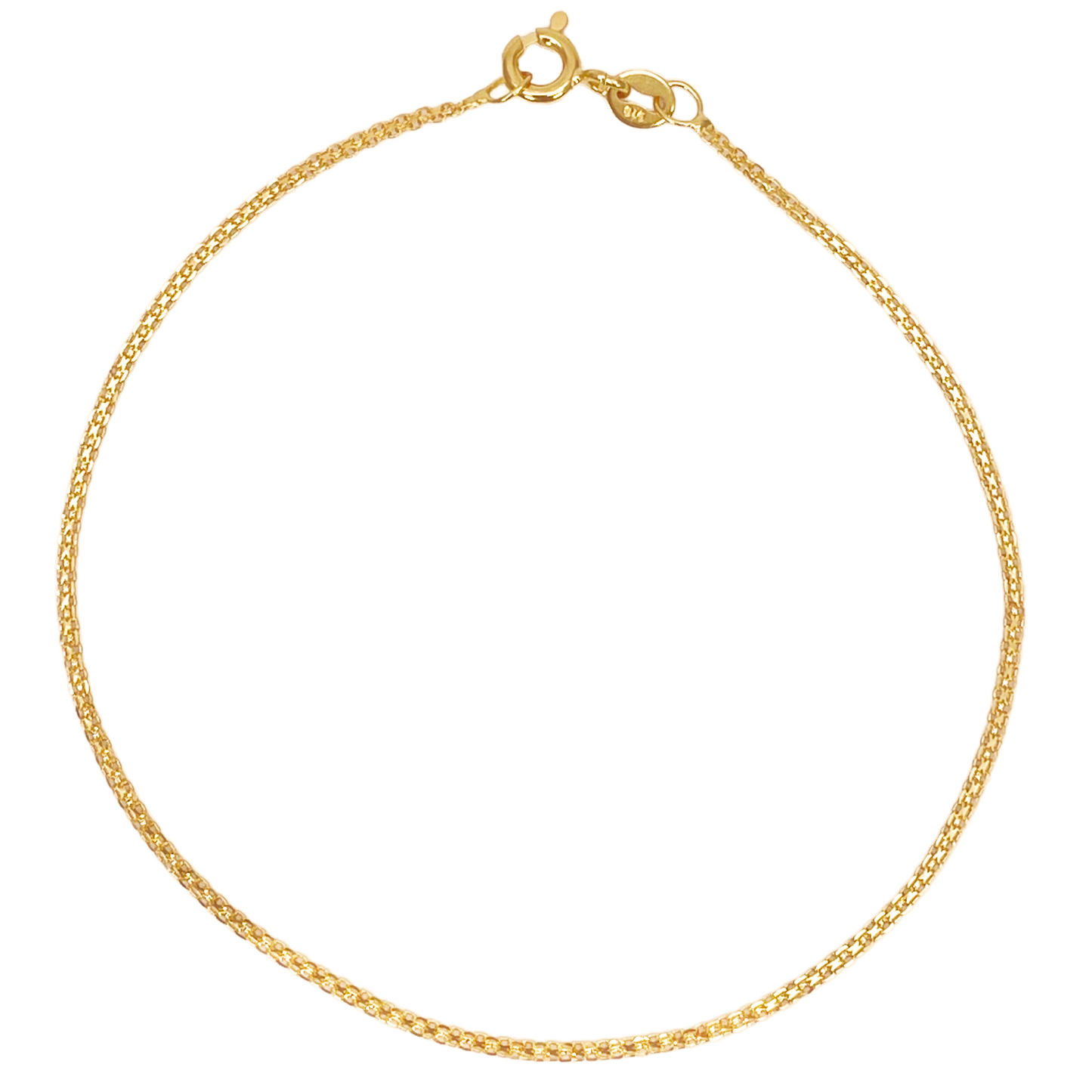 22ct Yellow Gold Flat High Polished Thin Minimalist Bracelet 7'' inch 2.1mm