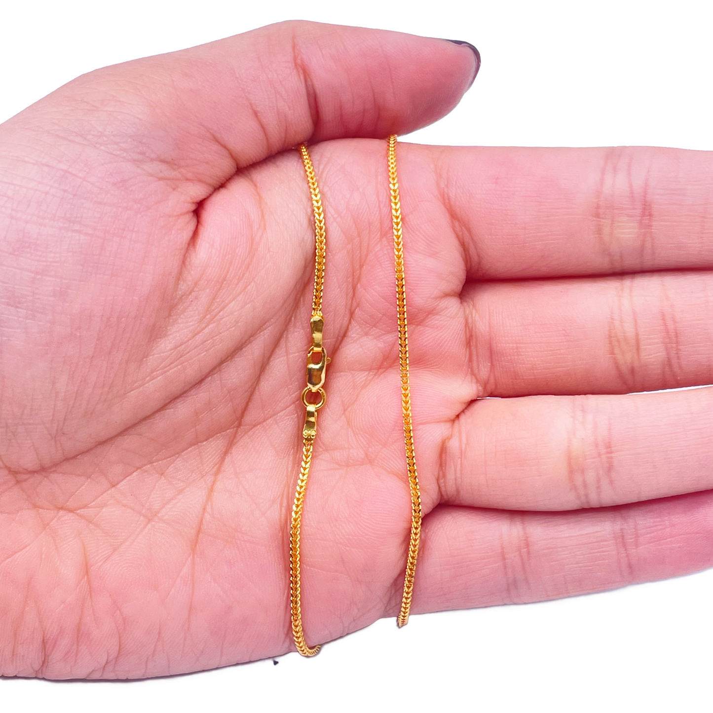 22ct Yellow Gold Solid Foxtail Chain Necklace 16 Inches 1.2m Width
