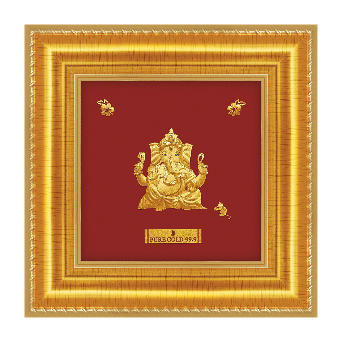 24ct Pure Gold Leaf Bal Suvarna Ganesha Frame 13.9 x 13.9cm