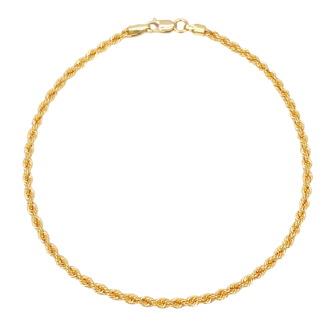 22ct Gold Rope Chain Bracelet Lightweight 7 Inches 2.2 mm
