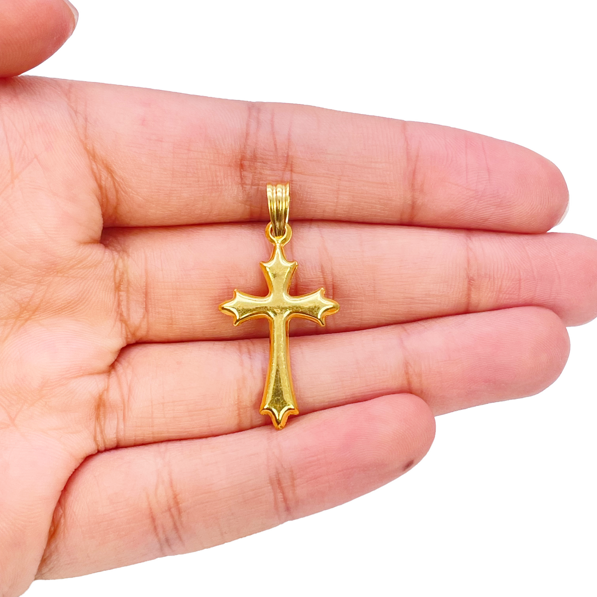 22ct Yellow Gold High Polished Cross Pendant 33mm x 16mm