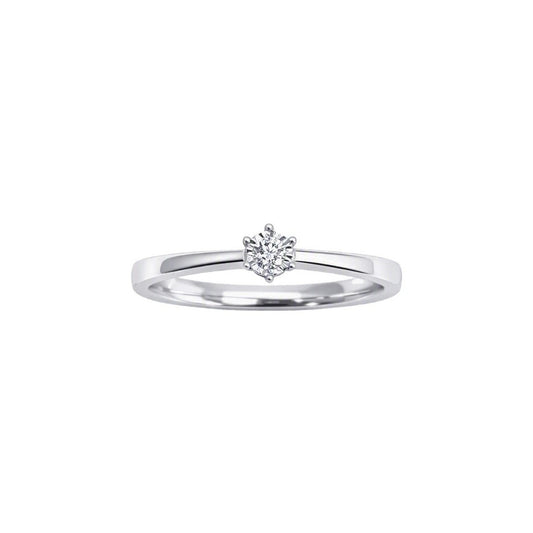 14ct White Gold 0.03ct Natural Diamond Six Claw Illusion Solitaire Ring