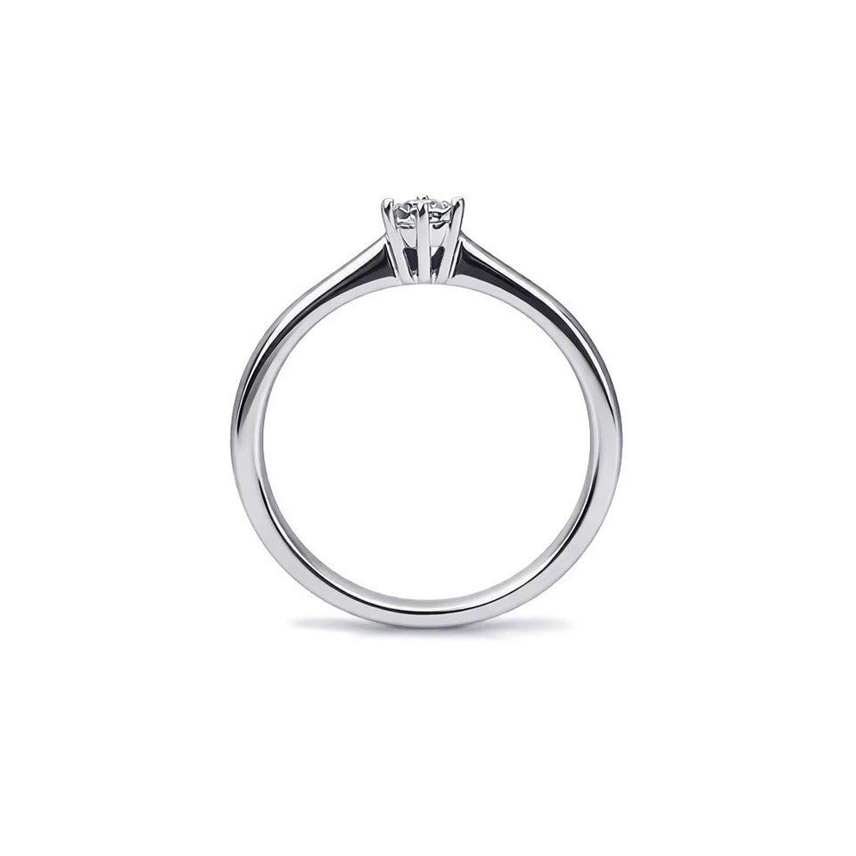 14ct White Gold 0.03ct Natural Diamond Six Claw Illusion Solitaire Ring