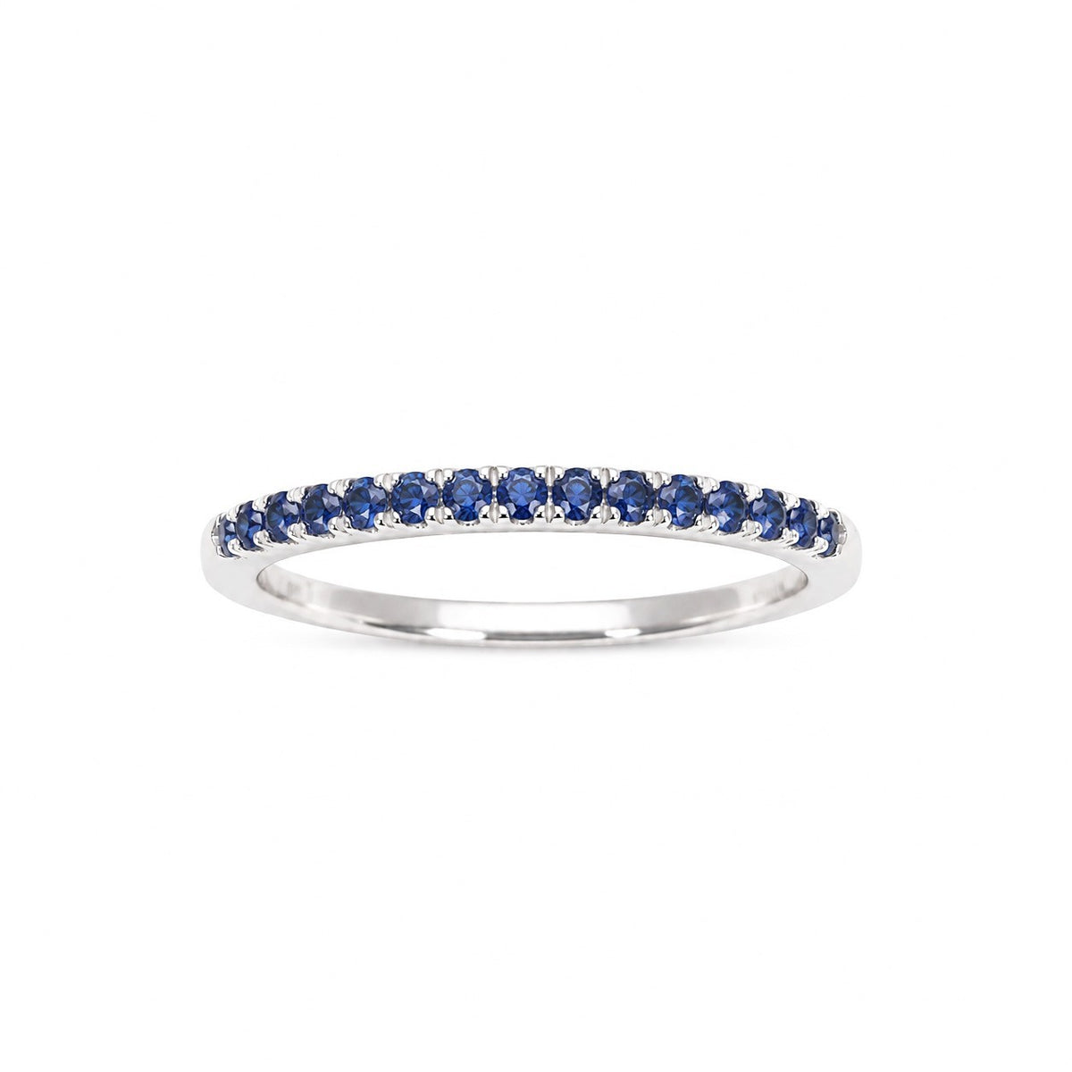 14ct White Gold Natural Sapphire Half Eternity Ring Pave 0.24ct