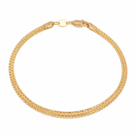 22ct Yellow Gold Flat Foxtail Weave Chain Bracelet 3mm Wide