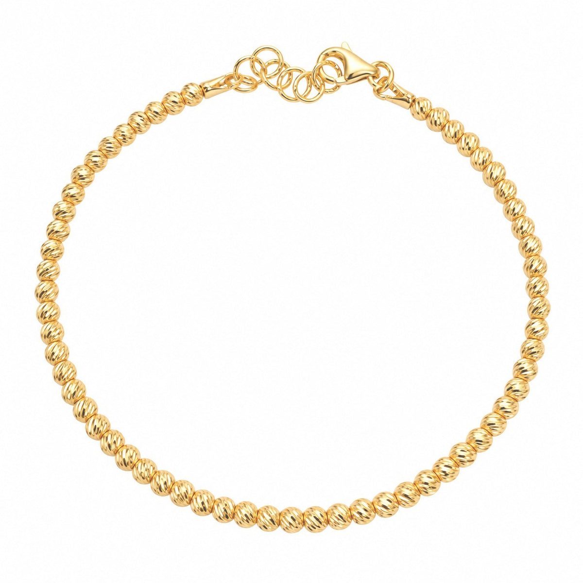 22ct Yellow Gold Bead Bracelet Diamond Cut Textured Gold Ball
