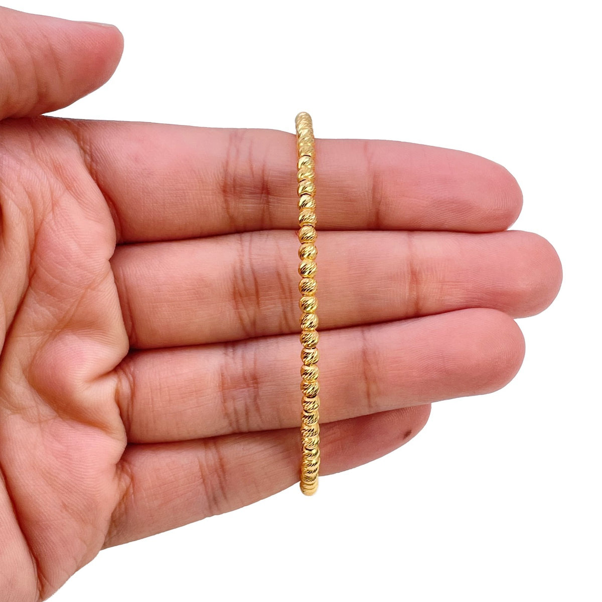 22ct Yellow Gold Bead Bracelet Diamond Cut Textured Gold Ball