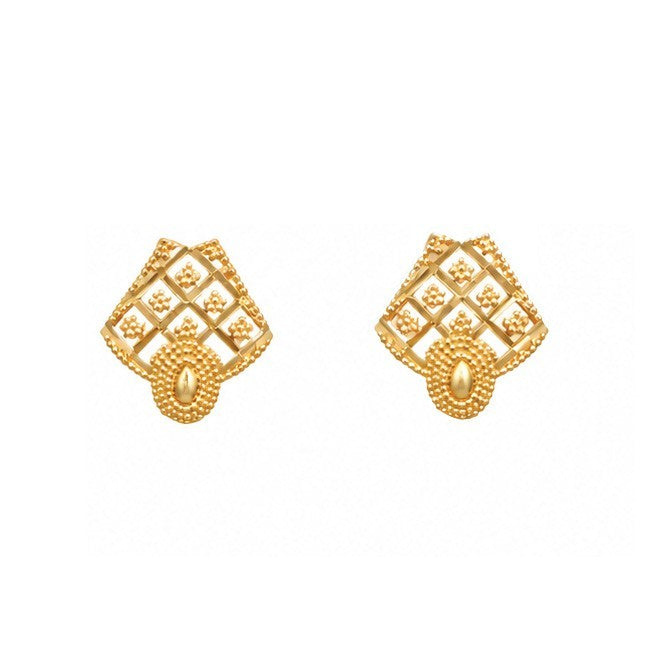22ct Yellow Gold Filigree Necklace & Earring Set Diamond Lattice
