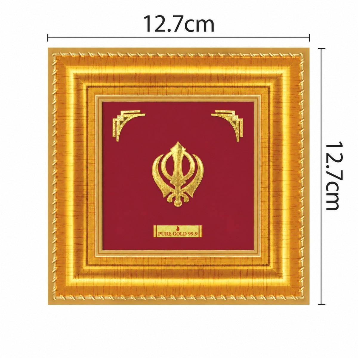 24ct Pure Gold Leaf Khanda Frame 12.7 x 12.7cm