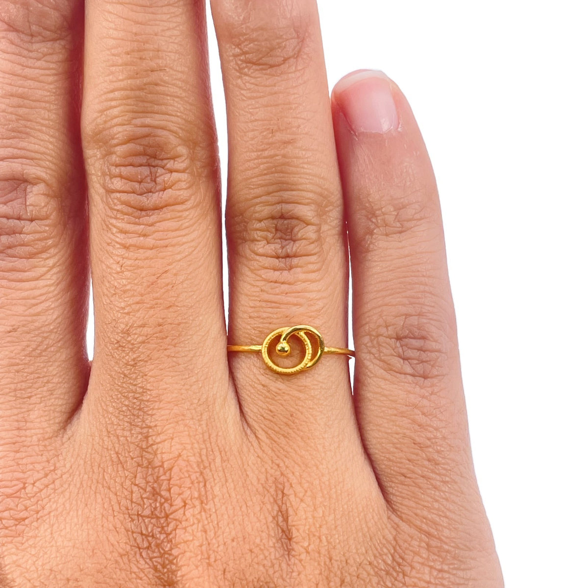 22ct Yellow Gold Double Swirl Ring High Polished Wave Design
