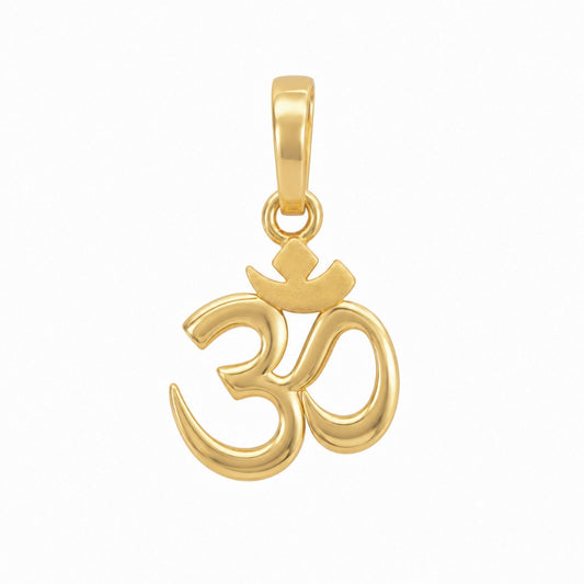 22ct Yellow Gold Om Symbol Pendant High Polished Matte Accent