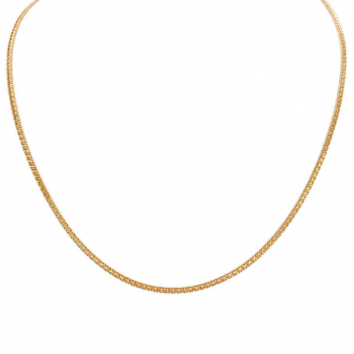 22ct Yellow Gold Diamond Cut Flat Franco Chain Tight Weave 2mm 16 Inches
