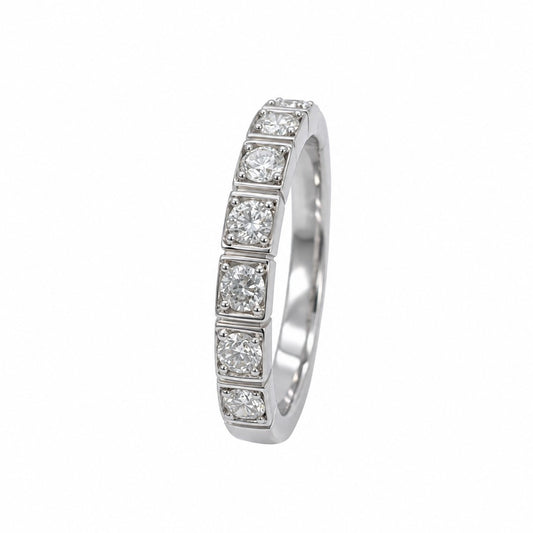 18ct White Gold Natural Diamond Half Eternity Ring Claw Set Geometric