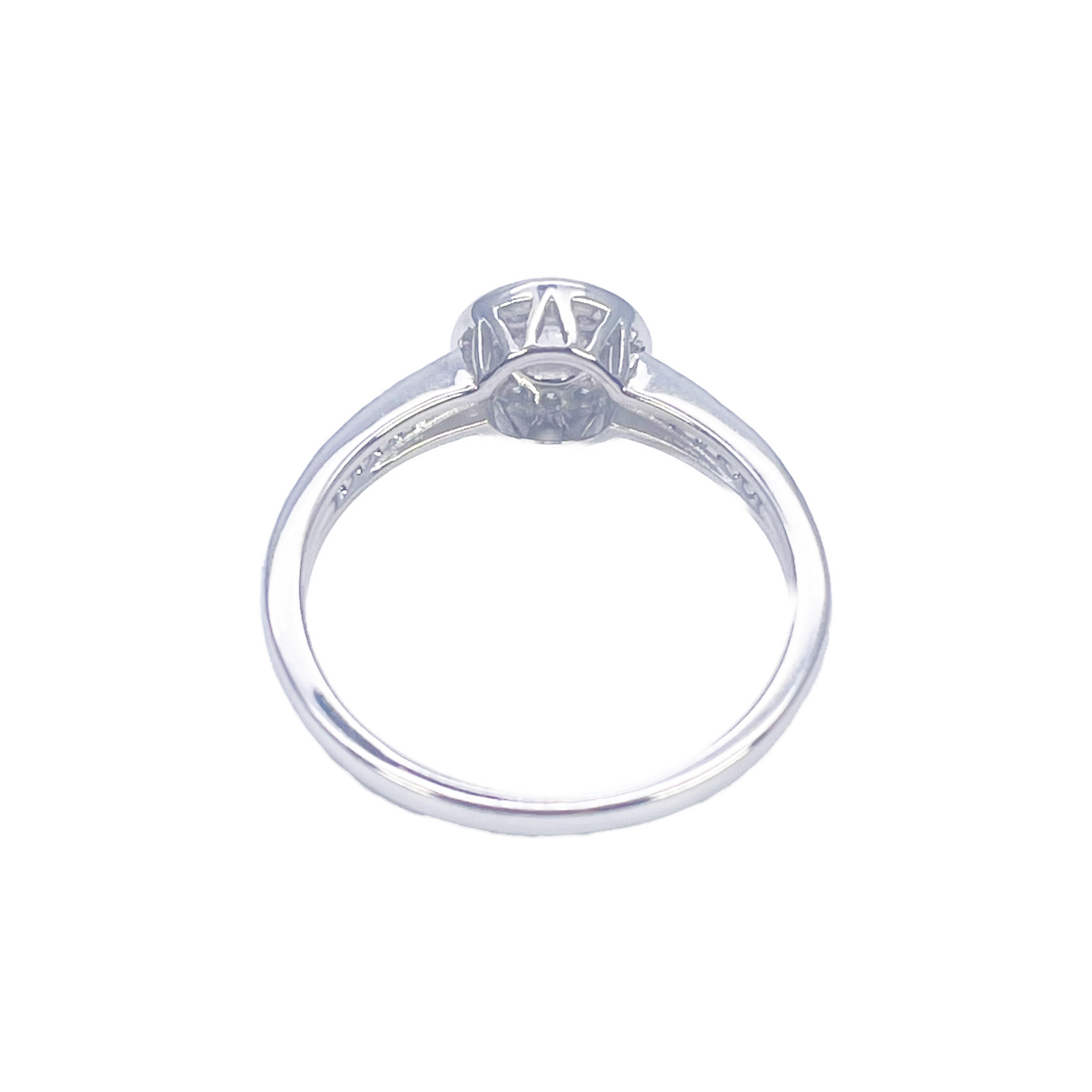 18ct White Gold & Round Natural Diamond Pavi Halo Ring 0.30ct