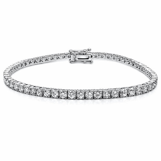 18ct White Gold Diamond Tennis Bracelet 4claw 3.7ct