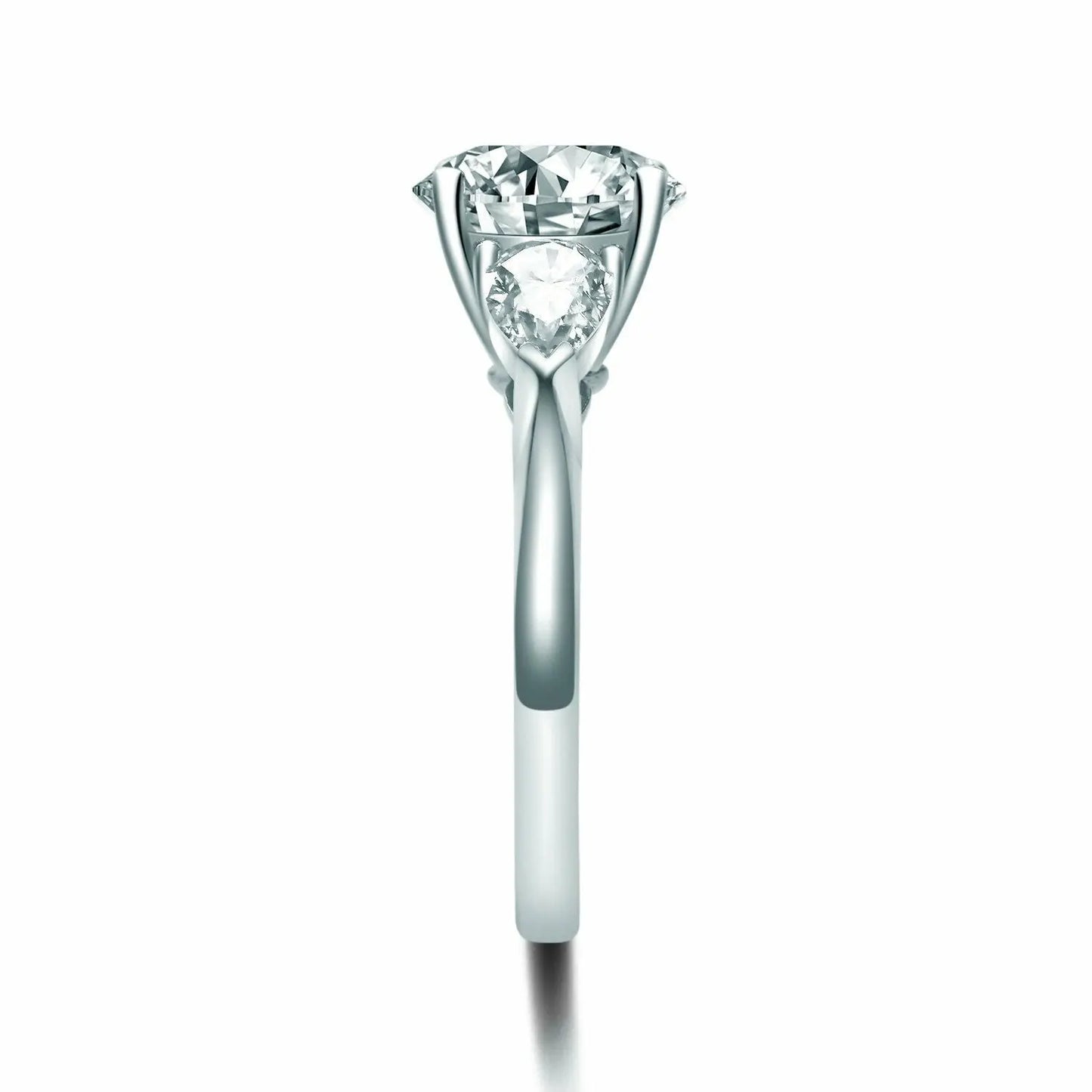 Platinum Round & Pear Natural Diamond Claw Set Trilogy Ring 0.95ct GIA Certified  Diamond Ring
