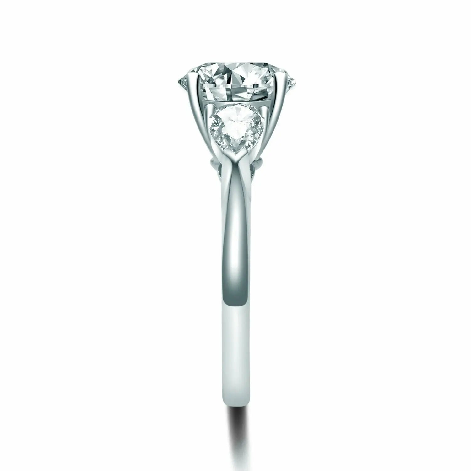 Platinum Round & Pear Natural Diamond Claw Set Trilogy Ring 0.95ct GIA Certified  Diamond Ring