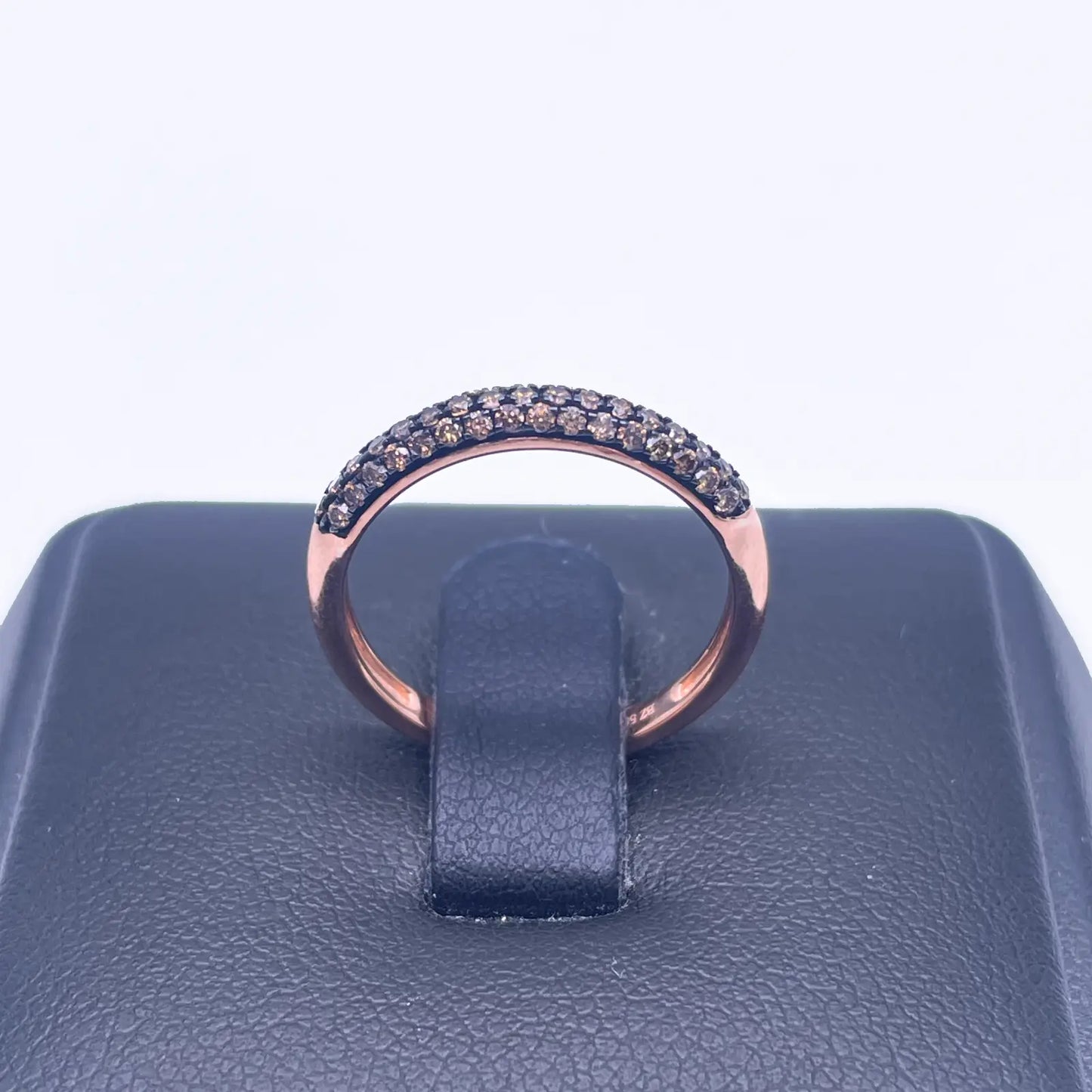 14ct Rose Gold Champagne Diamond 3 Row Dome Shaped Pave Set Ring 0.36ct  Diamond Ring