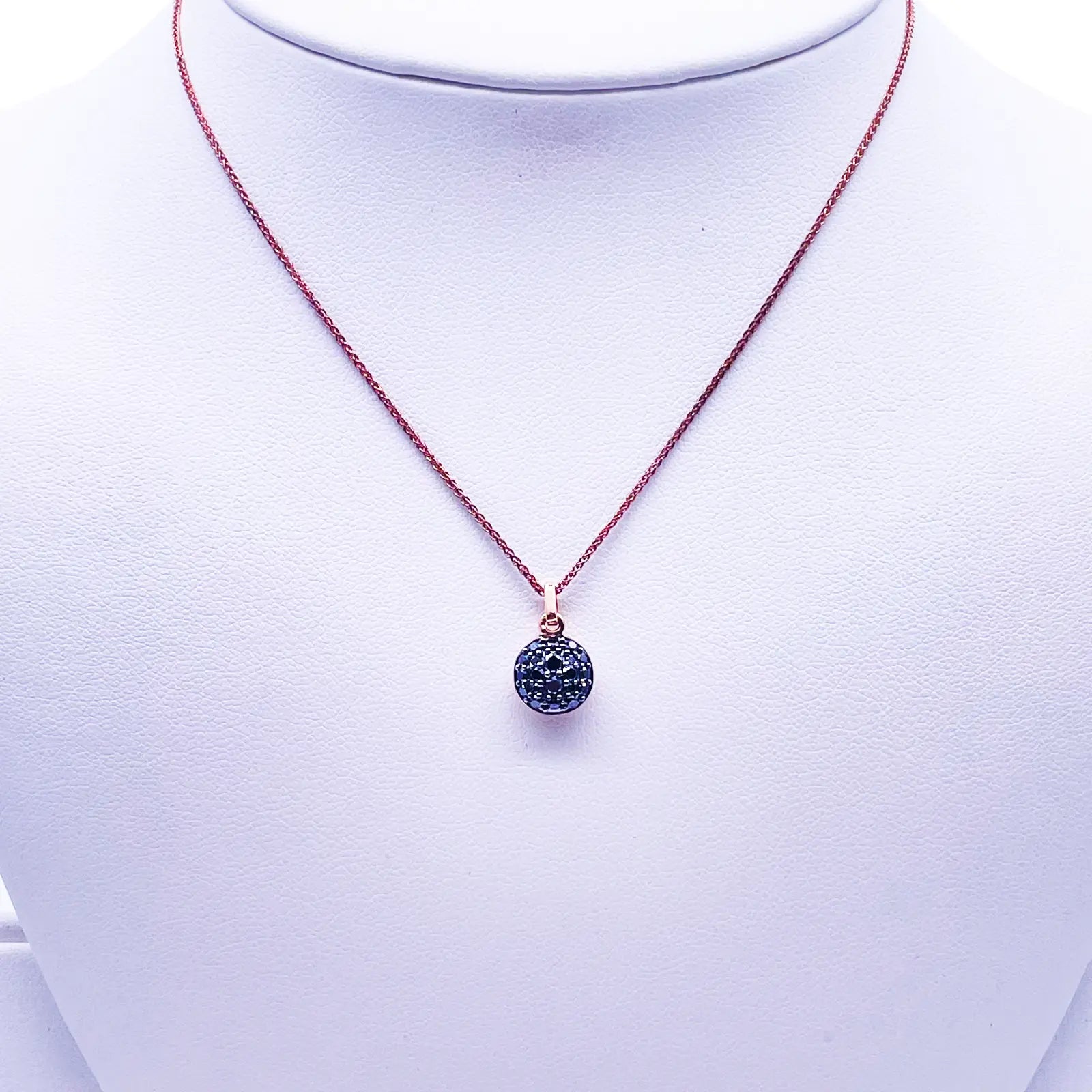 18ct Rose Gold & Natural Black Diamond Cluster Pendant 0.42cts with Chain 