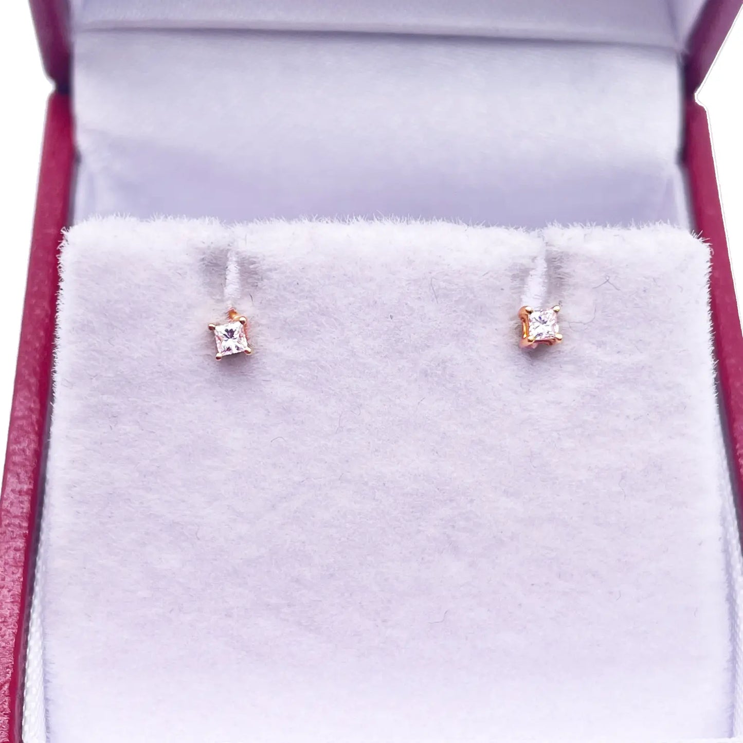 18ct White Gold Diamond Children's Earrings 0.06ct Child friendly safe & secure 